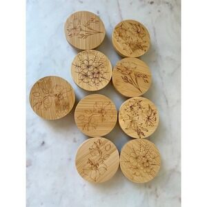 Yogurt Jar Lids Flower Design Bamboo w/Silicone Sealing Oui Compatible